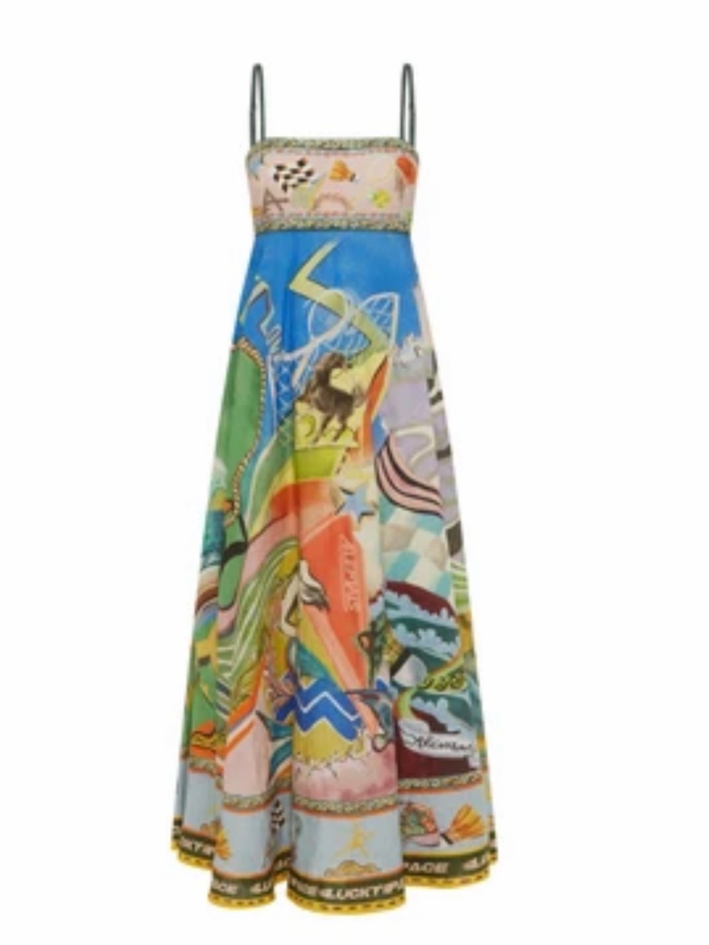 Alemais Multicolor Printed Spaghetti-Strap Maxi Dress